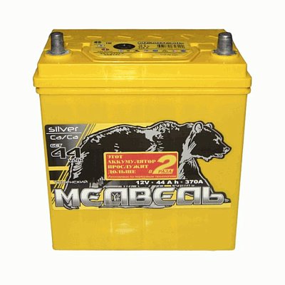 Аккумуляторная батарея 44 Ач Медведь (50B19L) VLA Ca/Ca о/п тонкие клеммы 19,5*12,9*22,2