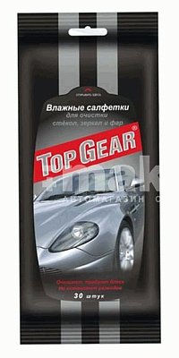 Салфетки влажные 30шт для стекол, фар и зеркал Top Gear