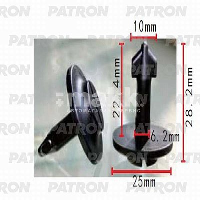 Клипса пластмассовая Audi, Seat, Skoda, VW брызговики, подкр..внутр.отд.,бампер P37-0321A Patron