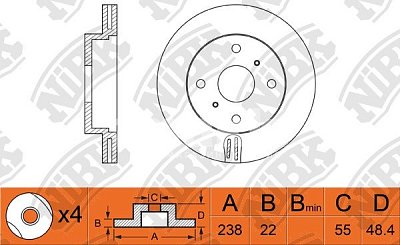 Диск тормозной передний RN1250 NIBK (2шт)
