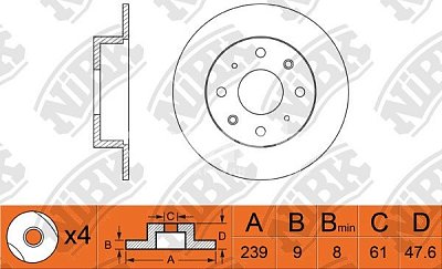 Диск тормозной задний RN1052 NIBK (2шт)