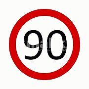 Наклейка "Ограничитель скорости" 90км/ч круглая d 14,6см A0067
