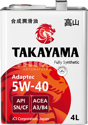 Масло моторное TAKAYAMA Adaptec 5W40 синт. API SN/CF ACEA A3/B4  4л металл