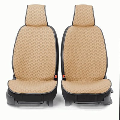Накидки на сиденье Car Performance передние 2 шт  fiberflax бежевые 12шт/уп CUS-1032 BE