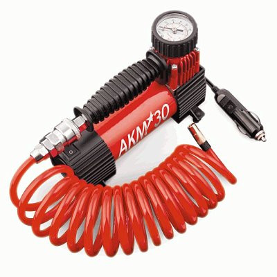 Компрессор 30л/мин 150W 12V 7Атм металлический поршень, в компл 3 насадки AUTOPROFI  AKM-30