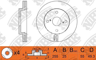 Диск тормозной передний RN1198 NIBK (2шт)