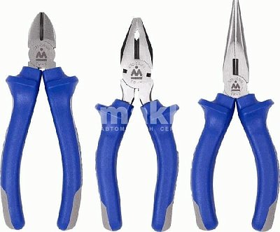 Набор пассатижей, плоскогубцев и бокорезов, 3 предмета Мастак 03-3HB