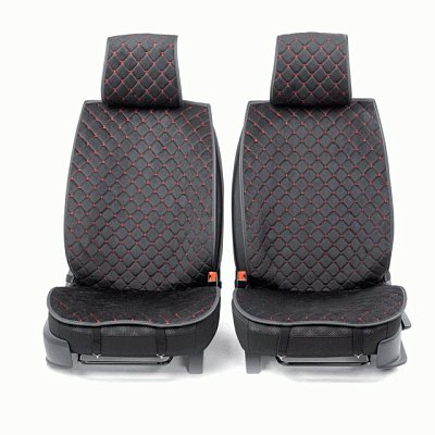 Накидки на сиденье Car Performance передние 2 шт алькантара черн/красные 5шт/уп CUS-1012 BK/RD