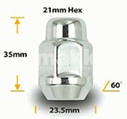 Гайка колесная конус М12*1,5 35мм закрытая ключ 21мм хром