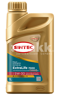 Масло моторное SINTEC EXTRALIFE 7000 5W30 синт. API SL/CF ACEA A3/B4 1л