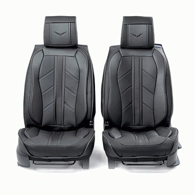 Накидки на сиденье Car Performance передние 2 шт экокожа черные CUS-3012 BK/BK