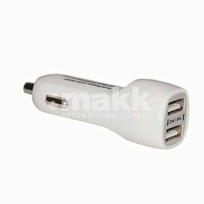 Автомобильное ЗУ USB*2 2А Continent белый без кабеля ZA20-292WT (box3)
