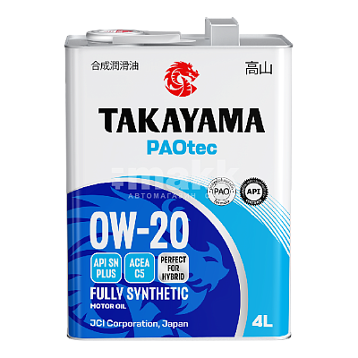 Масло моторное TAKAYAMA PAOtec 0W20 синт. API SN plus ACEA C5 4л