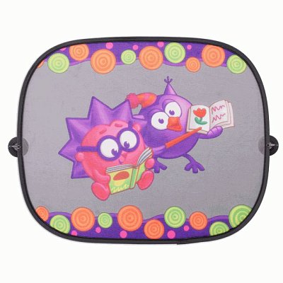 Шторка-экран на бок.окно"Смешарики" 44х36см ком-т 2 шт син/голубой с Крошем SM/WIN-012 Ezhik