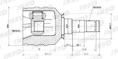 ШРУС внутренний левый TOYOTA CARINA E 20x35x23 PCV3046 PATRON