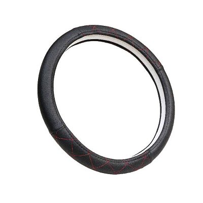 Оплетка комбинированная экокожа, спонж, стеганный красный ромб + гладкий черный Green Star (М)