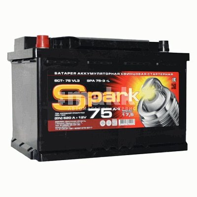 Аккумуляторная батарея 75 Ач Spark п/п  27,8*17,5*19