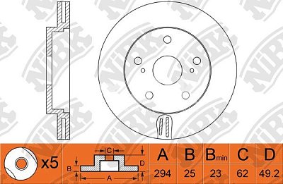 Диск тормозной передний RN1371 NIBK (2шт)