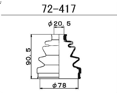 Пыльник ШРУСа Honda наруж. 72-417 Maruichi "В" (хомуты в ком-те)