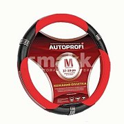 Кожаная оплётка рулевого колеса AP-150 BK/RD (M)