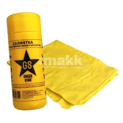 Салфетка из замши в тубе 43х32 Green Star желтая