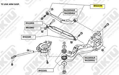 Сайлентблок Nissan Qashqai J10 верхнего заднего рычага BH22159 JIKIU ( 4шт. на авто)