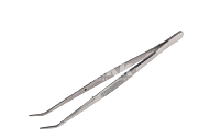 Пинцет изогнутый, узкий, фиксатор, рифленый 155мм ПРОФИ