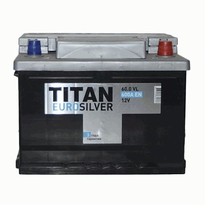 Аккумуляторная батарея 60 Ач Титан Euro Silver о/п низкий 24,2*17,5*17,5