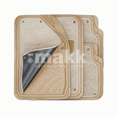Коврики в салон универсальные отстегивающиеся коврол. Autoprofi (4пр) бежевые 4шт/уп (TER-420 BE)