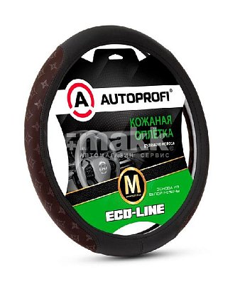 Оплетка прем.экокожа черный/кофейный Autoprofi Fasion Eco-Line 25шт/уп FS-2505