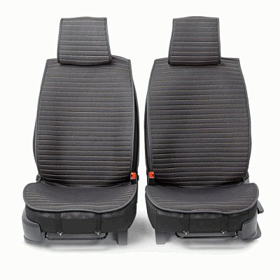 Накидки на сиденье Car Performance передние 2 шт fiberflax черн/бежевые 5шт/уп CUS-1022 BK/BE