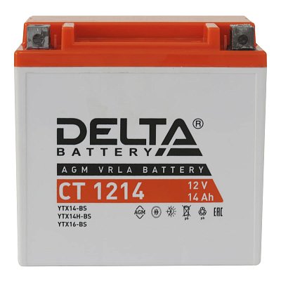 Мото аккумулятор DELTA 12В 14Ач (YTX14-BS, YTX14H-BS, YTX16-BS, YB16B-A) п/п