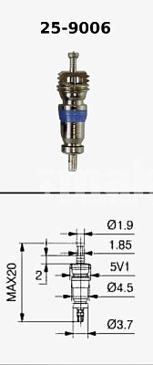 Золотник (ниппель заправочный) верхняя резьба M5*0,75