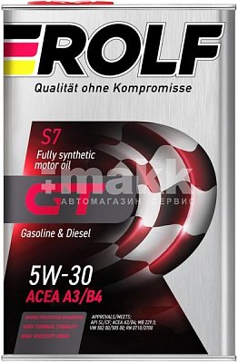 Масло моторное Масло моторное ROLF GT 5W30 синт. API SL/CF ACEA A3/B4 4л металл Акция 4л по цене 3л