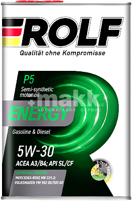 Масло моторное Rolf Energy SAE 5W-30 ACEA A3/B4 API SL/CF 4л (металл) Акция 4л по цене 3л