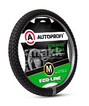 Оплетка экокожа прем.черный/т-серый Autoprofi Eco-Line плетёная 25шт/уп EL-800 BK/D.GY (M)
