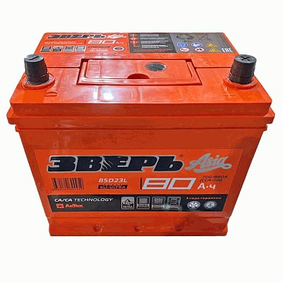 Аккумуляторная батарея 80 Ач ЗВЕРЬ Asia (85D23L) о/п  23,2*17,5*22,5