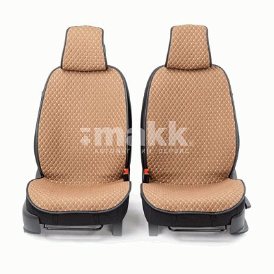 Накидки на сиденье Car Performance передние 2 шт  fiberflax беж/коричневые 5шт/уп CUS-1052 BR/BE