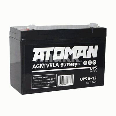 Аккумуляторная батарея ATOMAN 6В 12 Ач для ИБП
