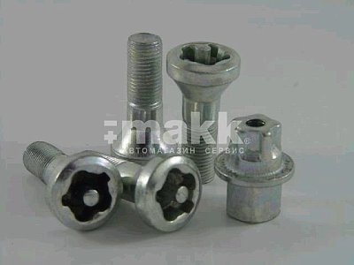 Болты-секретки набор М12*1,25RH 32мм 1 ключ Ладья 2101