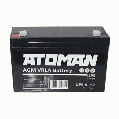 Аккумуляторная батарея ATOMAN 6В 12 Ач для ИБП