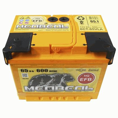 Аккумуляторная батарея 65 Ач Медведь EFB п/п  24,2*17,5*19,0