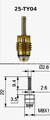 Золотник (ниппель заправочный) наружная резьба M8*1
