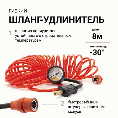 Компрессор 75л/мин 300W 10Атм 12V шланг с переходником Агрессор AGR-75