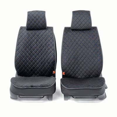 Накидки на сиденье Car Performance передние 2 шт алькантара черн/синие 5шт/уп CUS-2012 BK/BL
