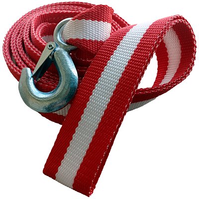 Трос 7т 5м буксировочный ленточный 2 крюка в сумке Green Star