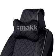 Подушка "косточка" алькантара с контрастн. прострочкой черная 30*20см AUTOPROFI ALC-100NP BK/BK