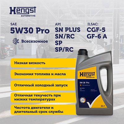 Масло моторное Hengst 5W30 Pro синтетическое 4л