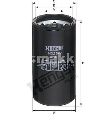 Фильтр масляный Hengst H325W (WP 12 308) AGCO CASE CONSTRUCTION CASE-IH  JCB