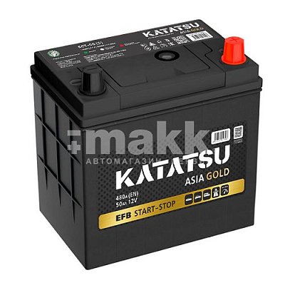 Аккумуляторная батарея 50 Ач Katatsu EFB Gold Asia (B24L) о/п 23,7*12,8*22,2